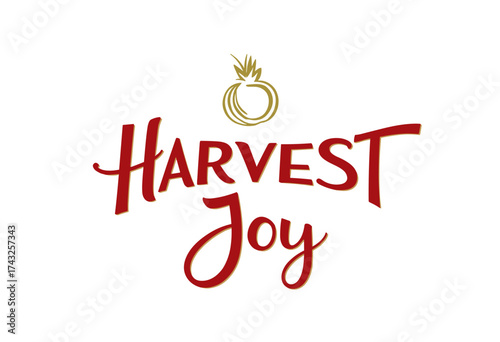 Text art illustration of "Harvest Joy" with decorative elements  