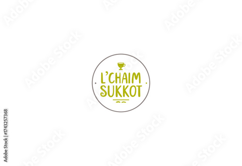 L'Chaim Sukkot logo design in modern style with green lettering  