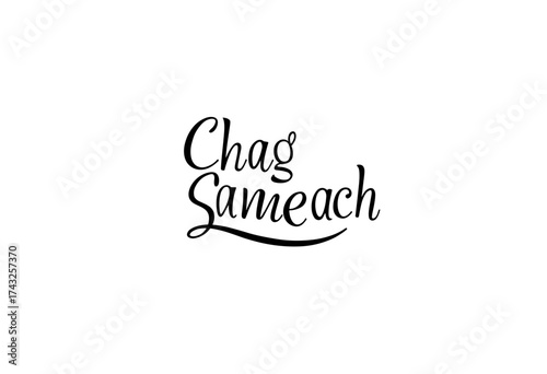 Chag Sameach elegant lettering design for Sukkot celebration  