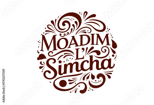 Decorative typography design saying Moadim L'Simcha for Sukkot  