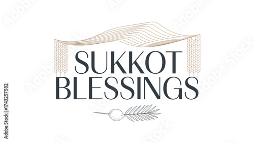 Text art design featuring Sukkot blessings in elegant typography  
