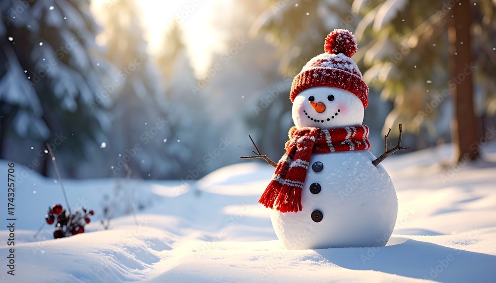 Obraz premium Snowmans Winter Wonderland - A Festive Forest Scene.