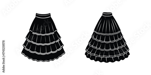 tiered skirt sketch silhouette icon vector illustration