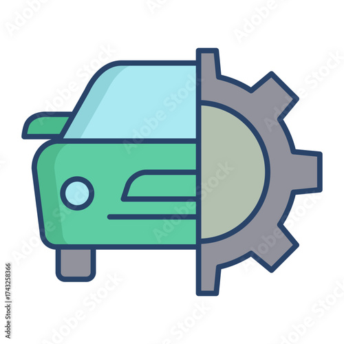 car settings linear color icon design