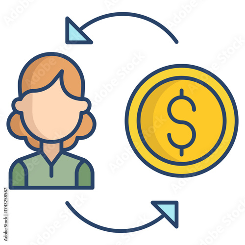 investment dollar linear color icon design