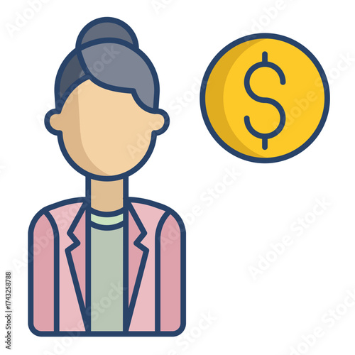 women nvestor linear color icon design