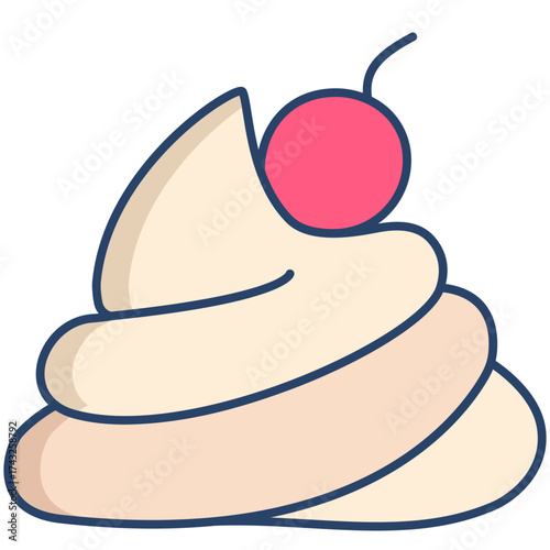 whip cream linear color icon design