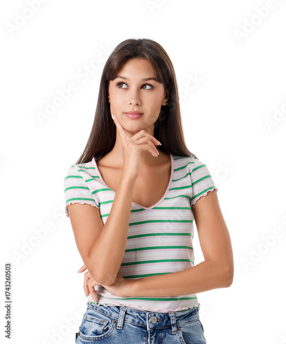 Thoughtful young woman on w...