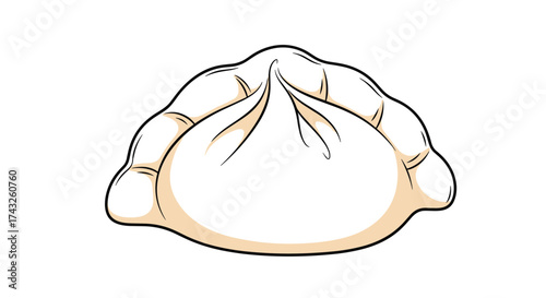 A simple illustration of a single steamed dumpling.