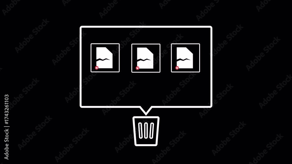 Permanently Delete Corrupted Files Animation. Looping Icon for Data ...