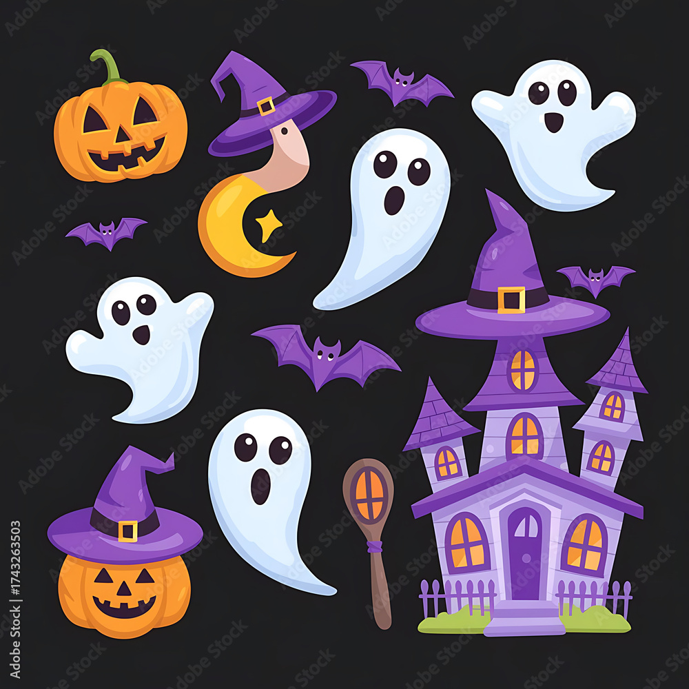 Obraz premium Halloween sticker set