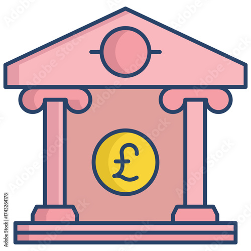 government treasury linear color icon design