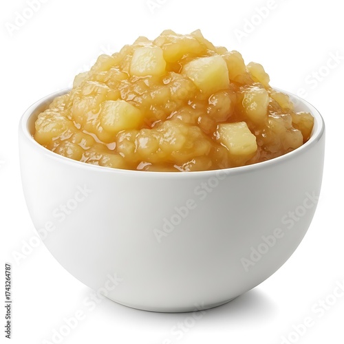 Bowl of applesauce isolated on white background