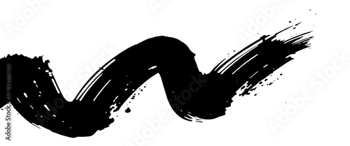 Vector artistic modern black paintbrush stroke with white background