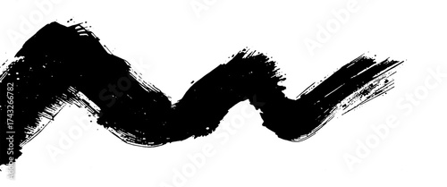 Vector artistic modern black paintbrush stroke with white background