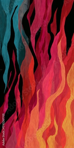 Vibrant Abstract Flames in Red and Blue Colors