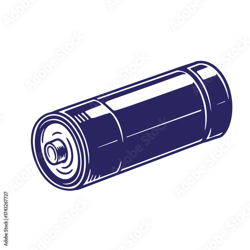 Vector illustration of a vintage aa battery isolated on a clean white background