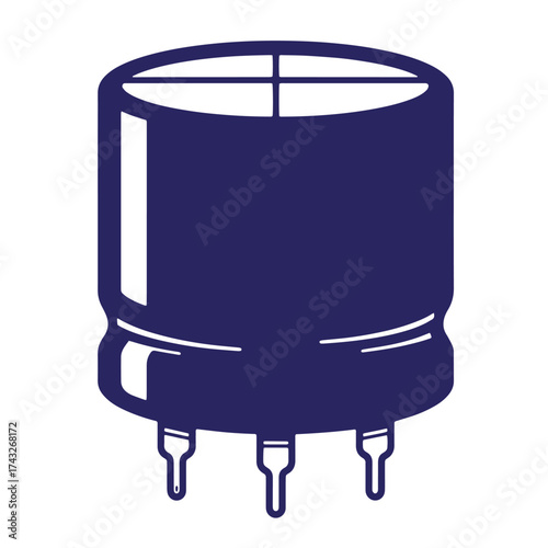 Vector illustration of a vintage electrolytic capacitor isolated on a white background