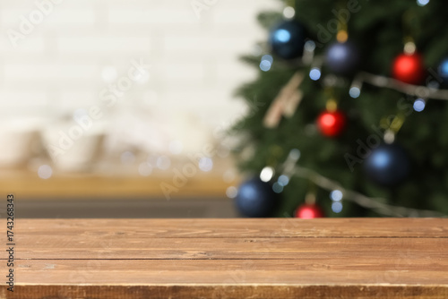 Empty wooden table in kitch...