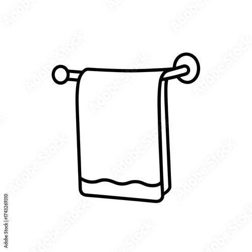 Hanging towel on a towel holder art on transparent background