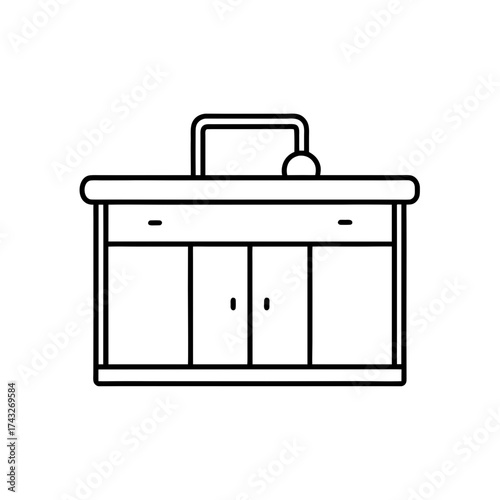 Outline of a bathroom sink cabinet on transparent background