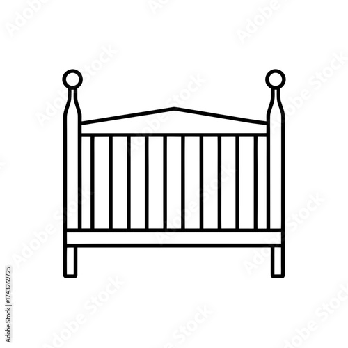 Illustration of a simple baby cot on transparent background