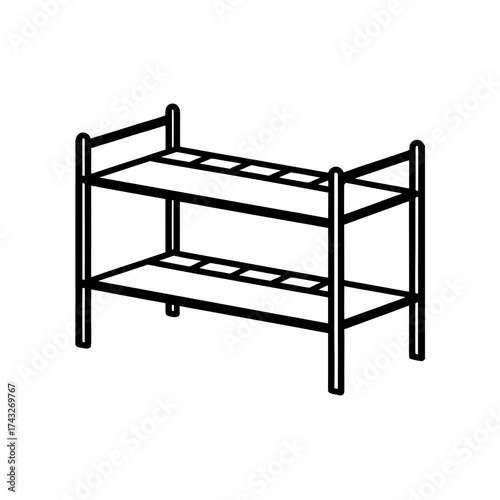 Illustration of a simple bunk bed on transparent background