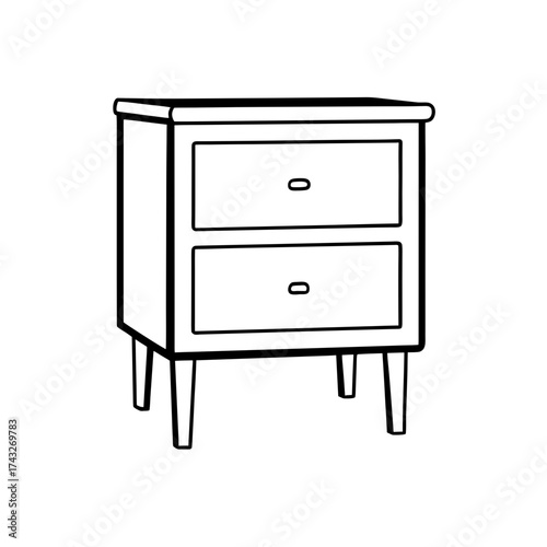Illustration of a two drawer stand on transparent background