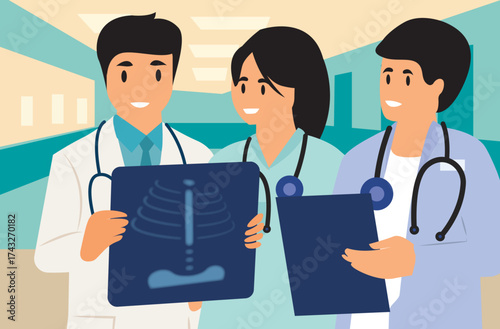healthcare workers together illustration diverse confident united adversity background clipart doctor nurse medical surgeon hospital