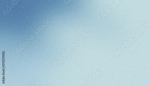 A soft, textured background with a gradient from deep blue to pale blue, evoking a serene, airy, or frosty atmosphere. Noise background. Gradient texture background