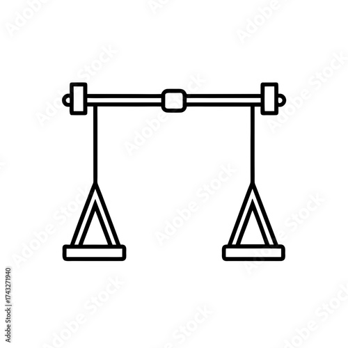 Outline drawing of trapeze equipment on transparent background