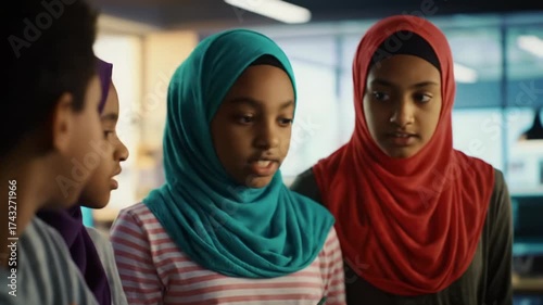 Young Muslim Students Collaborating on a Project