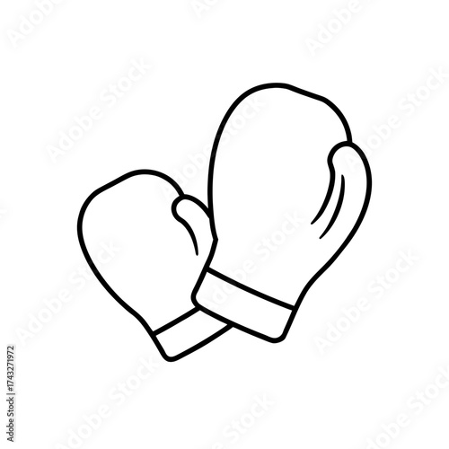 Outline drawing of boxing gloves on transparent background