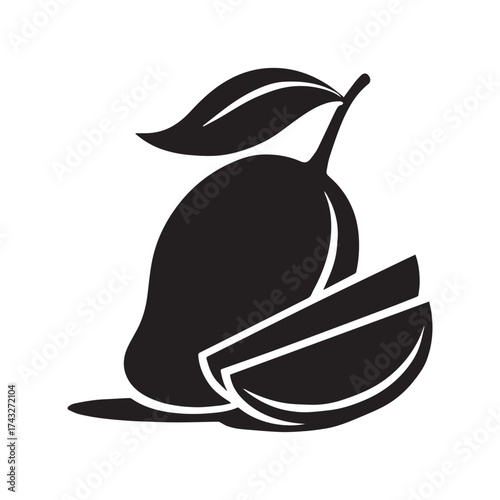 Freshly sliced ripe mango fruit illustration with vibrant tropical colors and healthy food theme