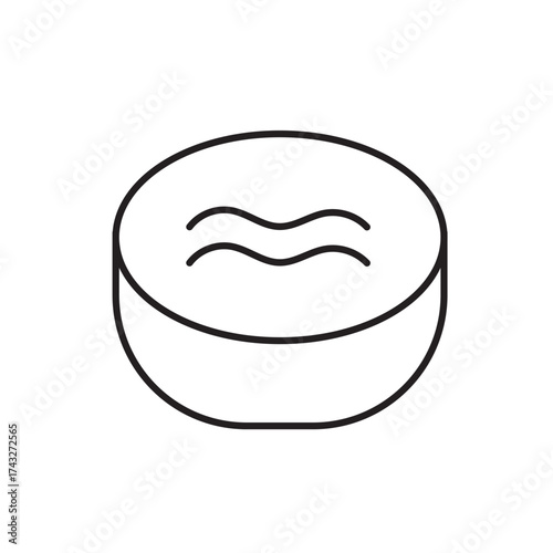 A vector icon of a round meditation cushion used for mindfulness and breathing exercises, created in line style with editable stroke