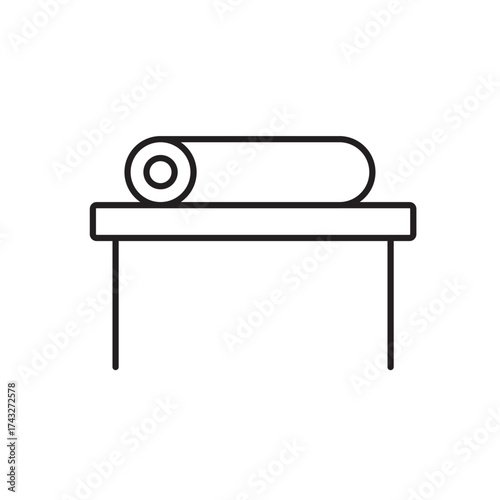 A vector icon showing a yoga mat for desk exercises or stretching at work, created in line style with editable stroke