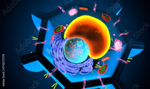 Plant cell structure anatomy. 3d illustrations
