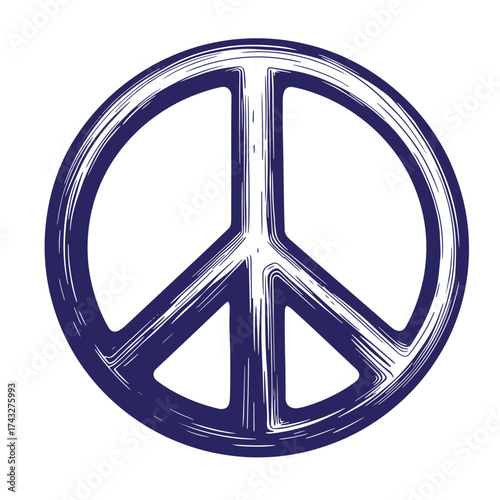 Vintage peace sign design symbol of love and harmony isolated on white