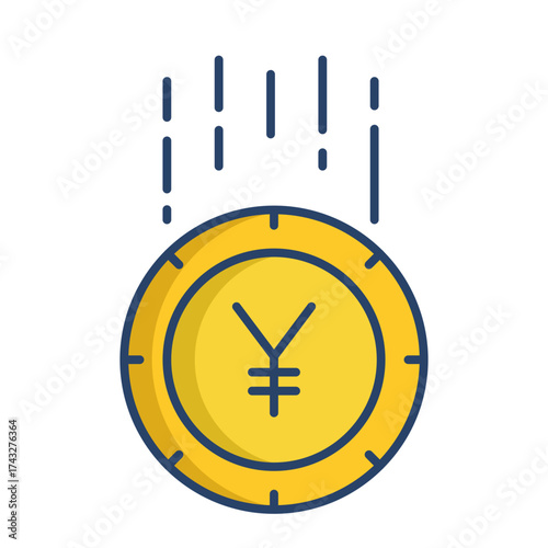 coins yen linear color icon design