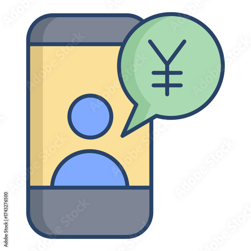 mobile yen user linear color icon design