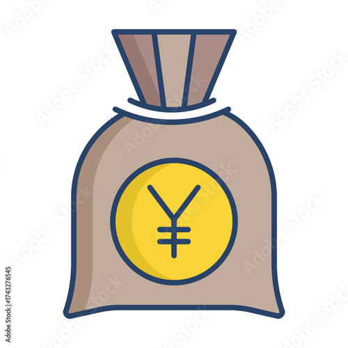 money bag yen linear color icon design