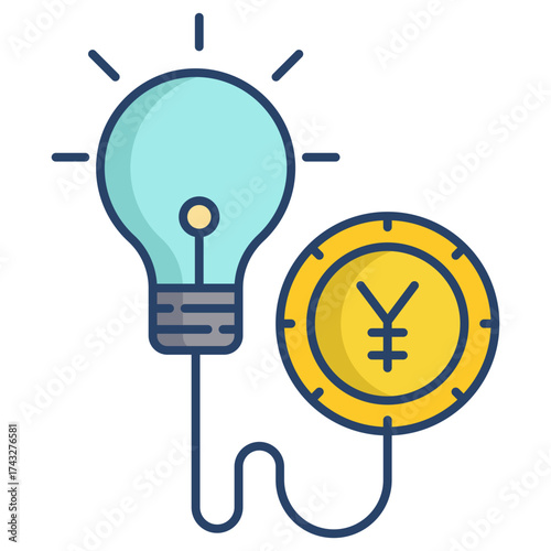 yen solution linear color icon design