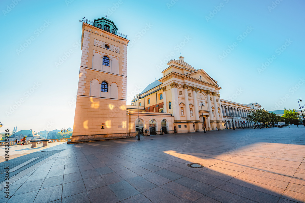 Obraz premium Warsaw old city center near Vistula river. Observation Terrace on the Bell Tower of St. Anne's Church