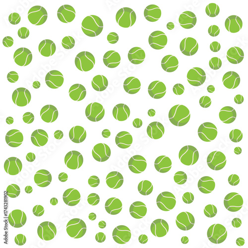 This is a seamless pattern featuring a dense, random scattering of tennis balls