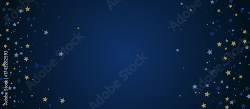 Dunkelblauer Hintergrund mit goldenen und blauen Sternen und Punkten