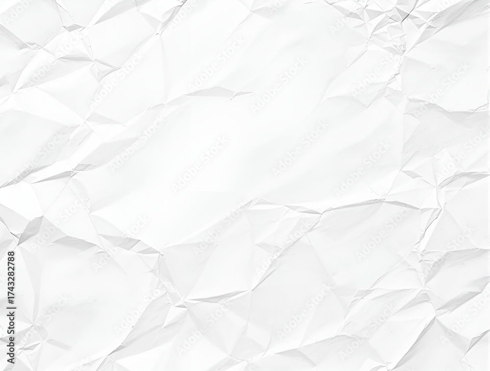 Obraz premium White Blank Crumpled Paper Texture Background with Creased Old Poster Surface and Empty Space for Text or Design Layouts