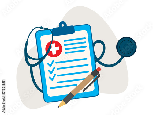 clipboard stethoscope medical check report health checkup
