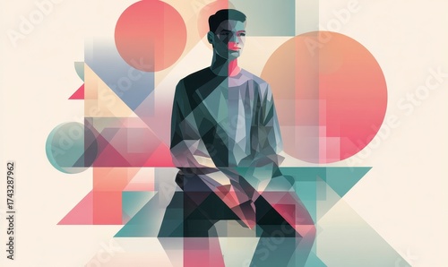 Colorful Abstract Portrait with Geometric Shapes