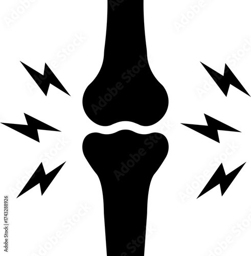 Joint inflammation icon. Arthritis pain medical symbol, bone ache health care sign, knee injury problem illustration, orthopedic disease flat vector design isolated on transparent background.