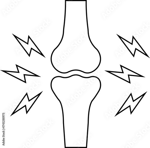 Joint inflammation icon. Arthritis pain medical symbol, bone ache health care sign, knee injury problem illustration, orthopedic disease outline vector design isolated on transparent background.